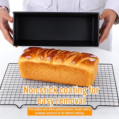 Pullman Loaf Pan with Lid 13x4 Inch, 2.2lb Carbon Steel Bread Pan