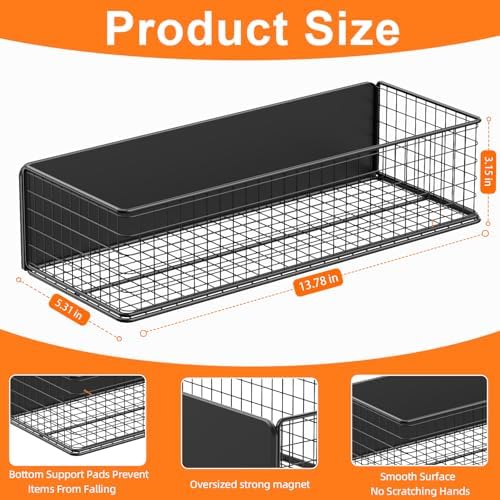 2Pack Magnetic Basket Organizer Holder for Fridge Magnetic Storage Bin