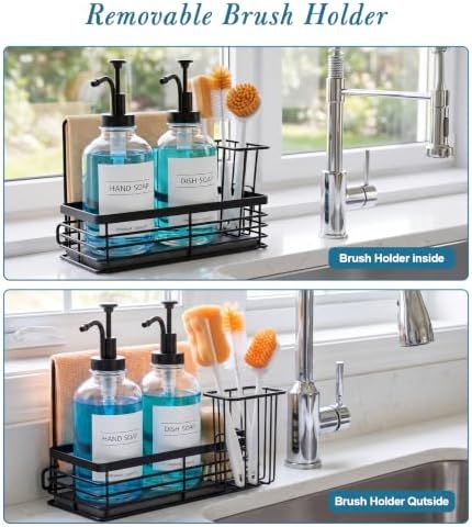 Kitchen Soap Dispenser Set, 16.9 oz/500 ml Glass