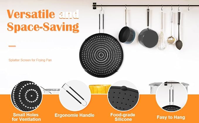 Splatter Screen for Frying Pan, Silicone Grease Splatter Guard, Heat-Resistant - Image 4