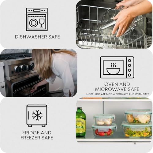 Razab 6-Piece Glass Food Storage Containers with Airtight Lids