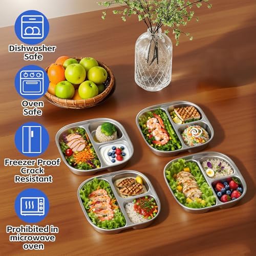 Set of 5 Stainless Steel Snack Containers with Silicone Lids,Stainless