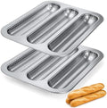 ZOOFOX 2 Pack Nonstick Perforated Baguette Pan, 3-Slot French Bread