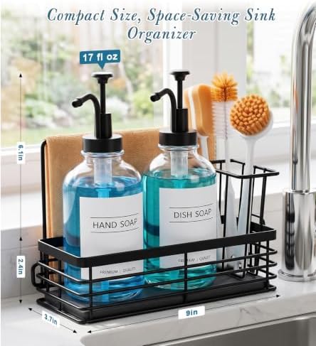 Kitchen Soap Dispenser Set, 16.9 oz/500 ml Glass