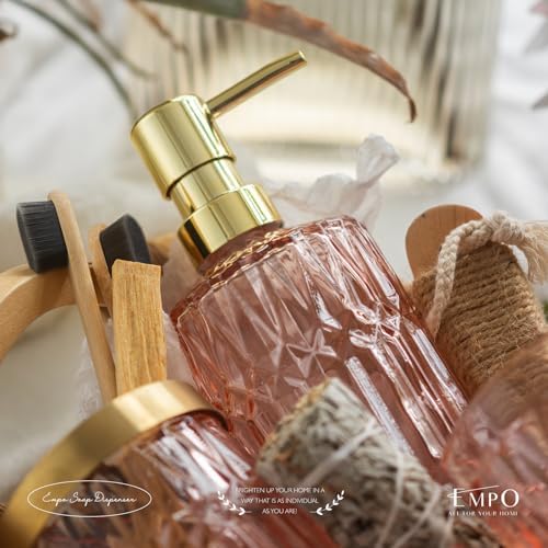 EMPO Clear Glass Soap Dispenser with ABS Plastic Pump, Light Pink
