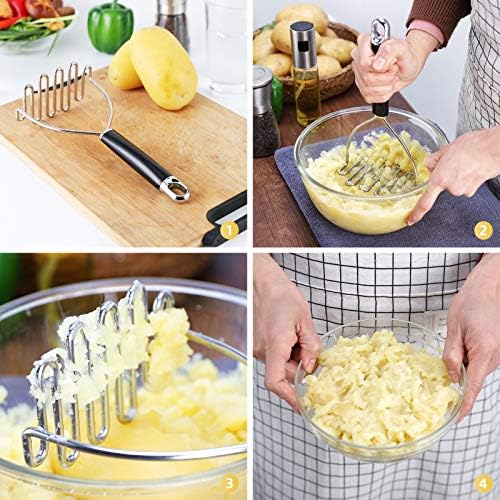 Potato Masher, Large Heavy Duty Stainless Steel Mashed Potato Masher