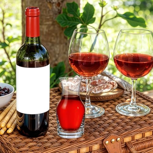 Ptwola 6 Pack Single Serving Small Wine Carafe Glass, 6.5 Oz Mini