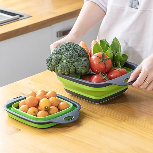 Square Collapsible Colander Set,Save Storage Space Collapsible