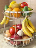 Sevenblue 2 Tier Fruit Bowl for Kitchen Counter, Silvery, Extra Large