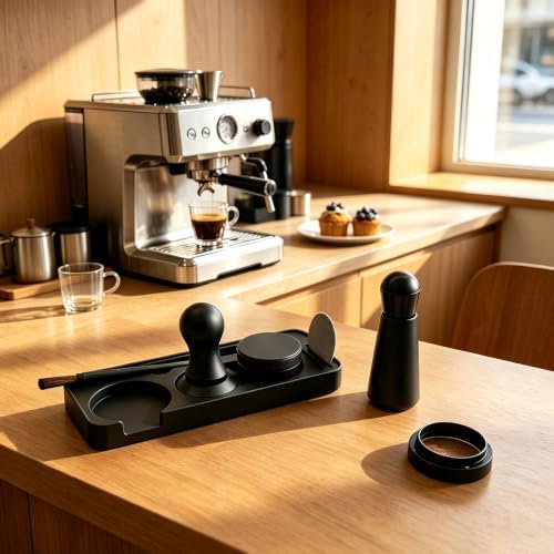 7 PCS Espresso Accessories Set with 53.3mm Spring Loaded Tamper
