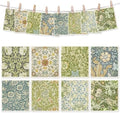 8 Packs Foliage Swedish Dishcloths, Blue Green Floral, 7 x 8 Inch