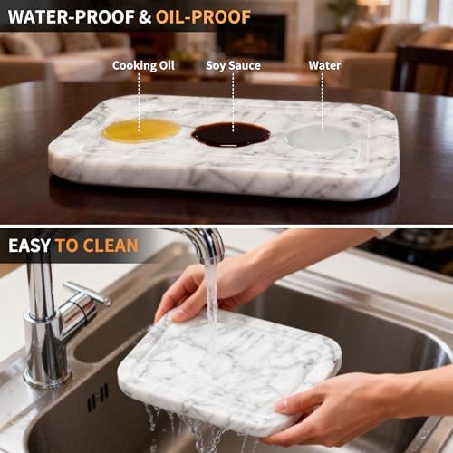 Marble Butter Dish with Lid for Countertop, 7.2 in x 5 in