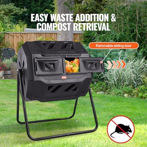 VEVOR Compost Bin, 43-Gal Dual Chamber Tumbler