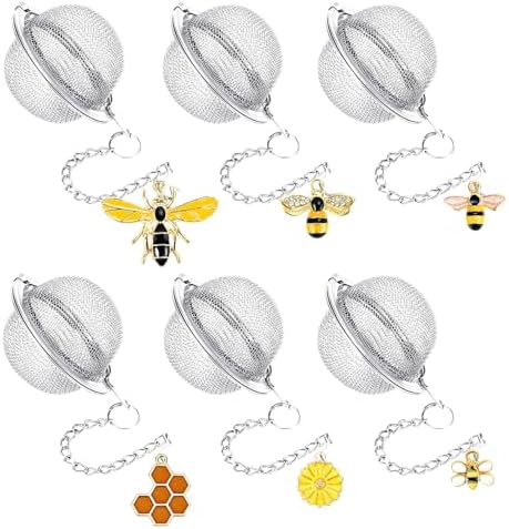 6PCs Stainless Steel Mesh Tea Infuser,2.1 inch Tea Ball with Honey Bee