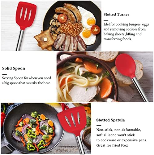 26-Piece Silicone Kitchen Cooking Utensils Set, Red