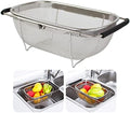 AJIODA Over The Sink Colander, 4 Quarts Stainless Steel Oval Colander