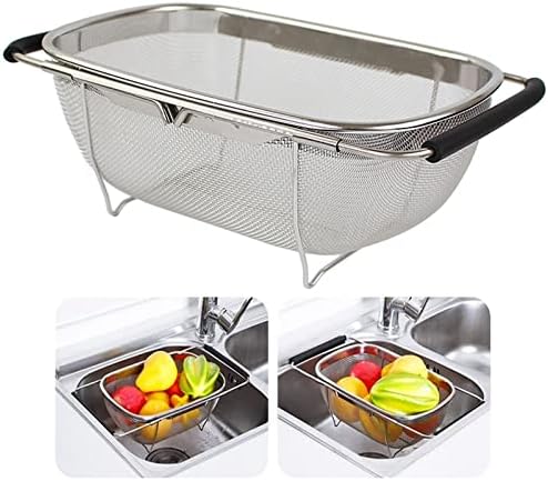 AJIODA Over The Sink Colander, 4 Quarts Stainless Steel Oval Colander