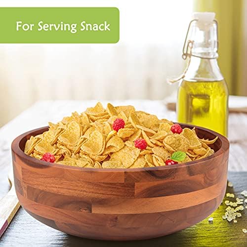 AIDEA Acacia Wood Salad Bowl Set with 2 Wooden Hands, Large Salad Bowl