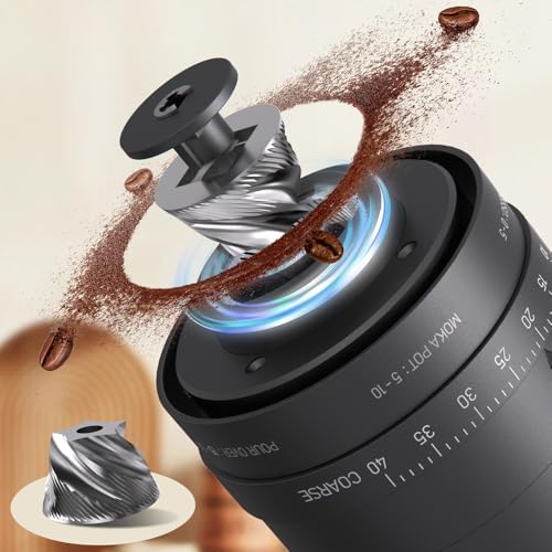 Portable Electric Coffee Grinder, Stainless Steel, 40 Settings