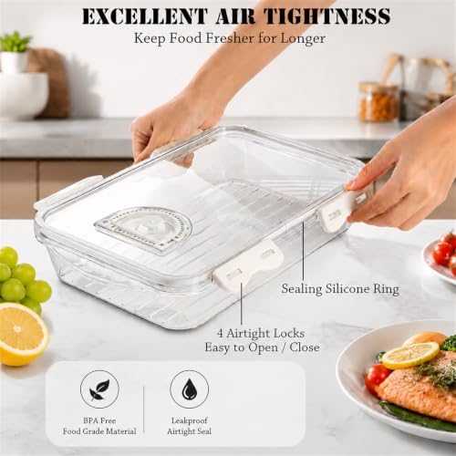 Okllen 2 Pack Bacon Container for Refrigerator, Plastic Cheese & Deli