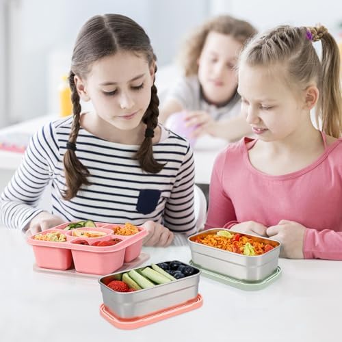 Caperci 3-Pack Large Stainless Steel Snack Containers with Silicone