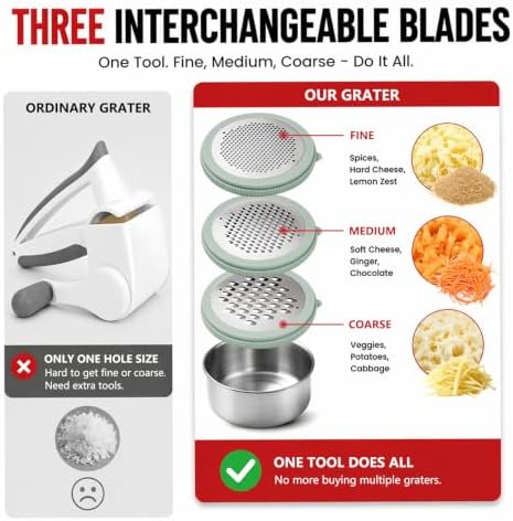 Box Cheese Grater with Container, Light Green