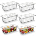 6 Pack 1/3 Size Plastic Clear Food Pans with Lids, 4 Inch Deep