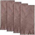 HunnmingRe 4 Pack Boho Hand Towel for Bathroom Kitchen, Brown