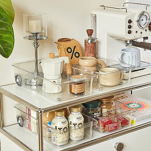 2Pack Roll Out Fridge Caddy Bins Pull Out Drawer with Wheels