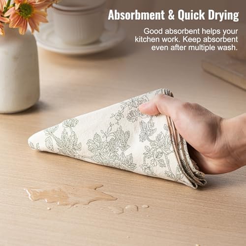 French Pastoral Flour Sack Kitchen Towels Set of 2, Green