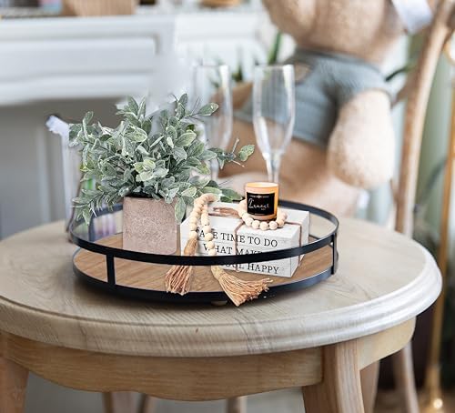 Defined Deco 12in Decorative Tray-Round Serving Tray with Metal