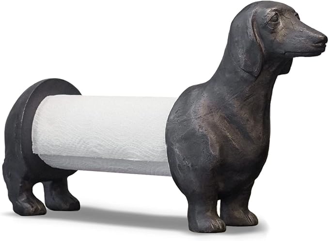 Vintage Dachshund Dog Paper Towel Holder Black Wiener Dog Tissue Towel Display by Synovana