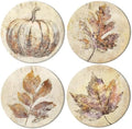 4Pcs Fall Thanksgiving Ceramic Coasters Vintage Pumpkin Maple Leaf
