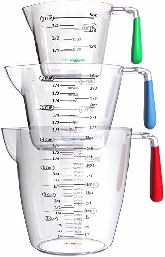 Vremi 3 Piece Plastic Measuring Cups Set BPA Free Stackable Measuring
