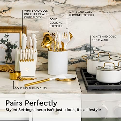 STYLED SETTINGS White Utensil Holder with Built-In Ceramic Spoon Rest