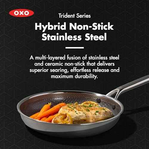 OXO Hybrid 10 Piece Cookware Pots & Pans Set, PFAS-Free Ceramic Nonstick, Fusion Boost Tech for Powerful Searing, Induction & All Cooktop Compatible, Dishwasher Safe, Mirror Polished Tri-Ply