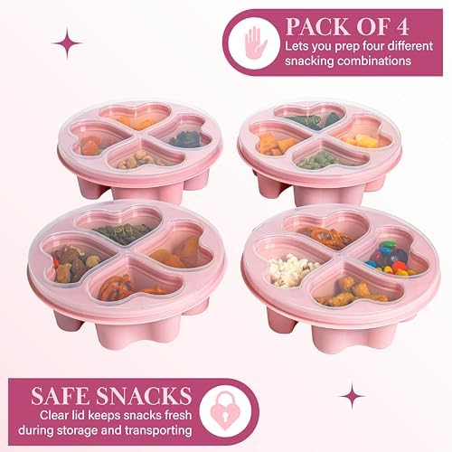 Paris Hilton Stackable Bento Snack Container Set, 4-Compartment Meal