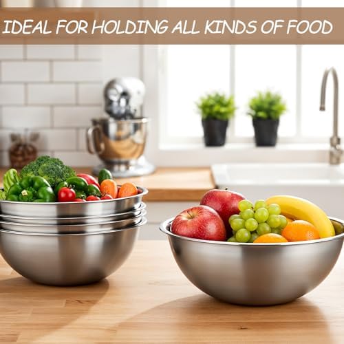 12 Pcs Stainless Steel Mixing Bowls with Graduations, Stainless Steel