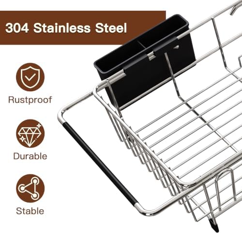 Over-the-Sink Expandable Dish Drainer Rack, Stainless Steel