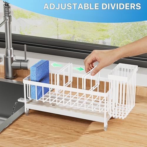 Cisily Sponge Holder for Kitchen Sink, 9.25″ Stainless Steel