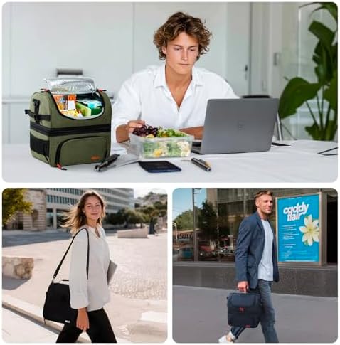 MIER Lunch Box for Men Dual Compartment Adult Lunch Bag for Work Army