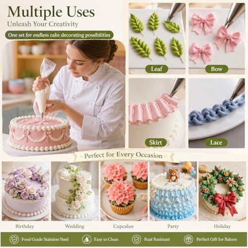 5 Pcs Leaf Piping Tips Set, Stainless Steel Cake Decorating Tips for
