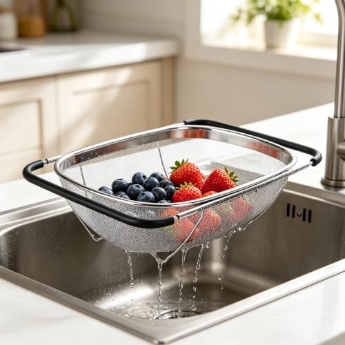 ZDRongZhen Kitchen Accessories Over the Sink Colander Strainer
