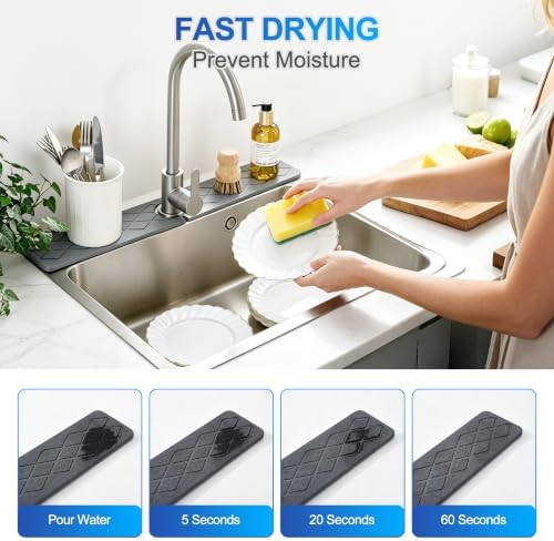 Faucet Mat for Kitchen Sink, Splash Guard with Cup Coaster
