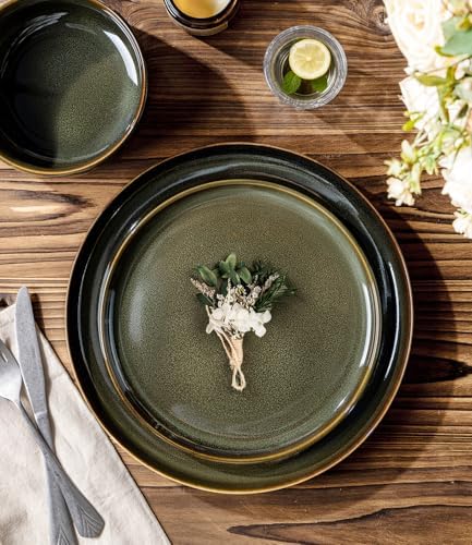 TheTerra Ceramic Dinnerware Set for 8, 24-Piece Plates and Bowls Set