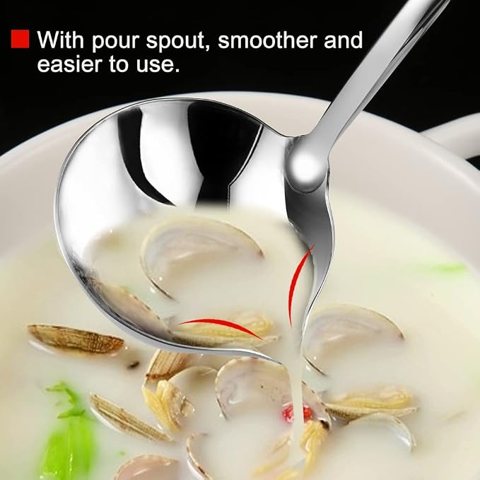 Kitchen Soup Ladle 304 Stainless Steel Punch Metal Luminous Ladell Spoons - Image 3