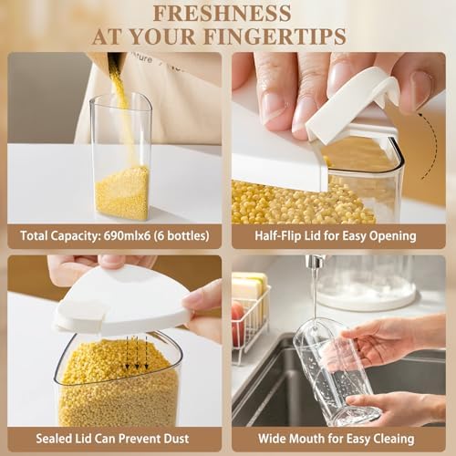 6 Grids Rotating Cereal Dispenser Countertop, 7 lbs Rice Dispenser