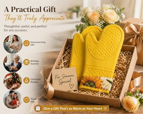 Silicone Oven Mitts, Cotton Lined, 13"
