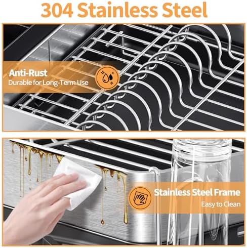 Urackify Expandable Stainless Steel Dish Drying Rack