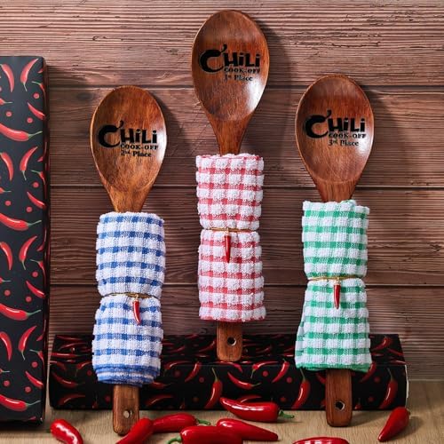 Yinkin 3 Pcs Chili Cook off Prizes 1st, 2nd, 3rd Tanoak Spoon Decor